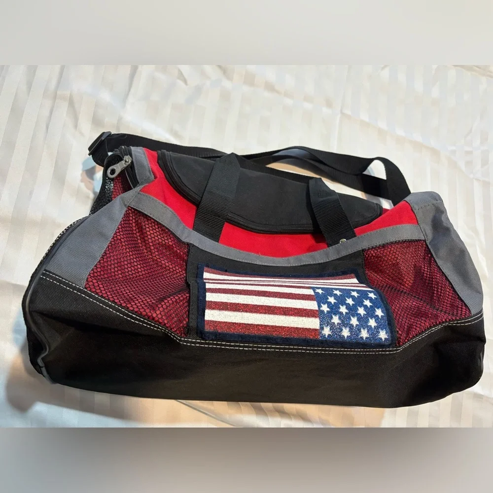 Gemline Carry-On Bag With Upside Down Glittered American Flag (Good Condition)